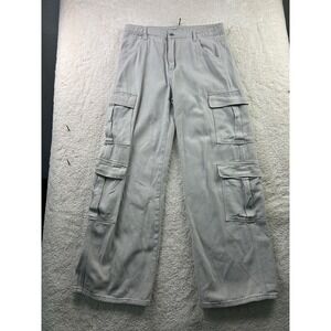 Shein Cargo Pants Mens Large Gray Utility Pocket Straight Leg Casual 100% Cotton